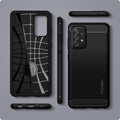ACS02324 - Galaxy A72 Case Rugged Armor in Matte Black showing the back, inner, side, top and bottom