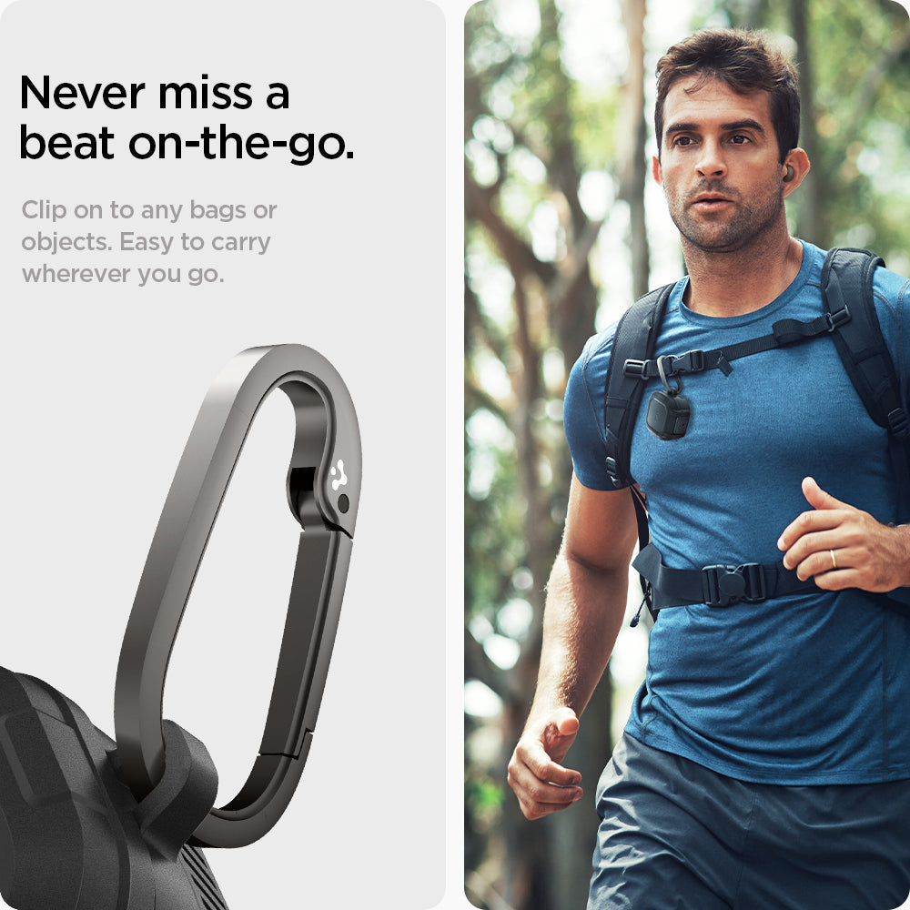 ACS05264 - Galaxy Buds 2 Pro / 2 / Pro / Live Case Lock Fit in matte black never miss a beat on the go. clip on to any bags or objects. easy to carry wherever you go.