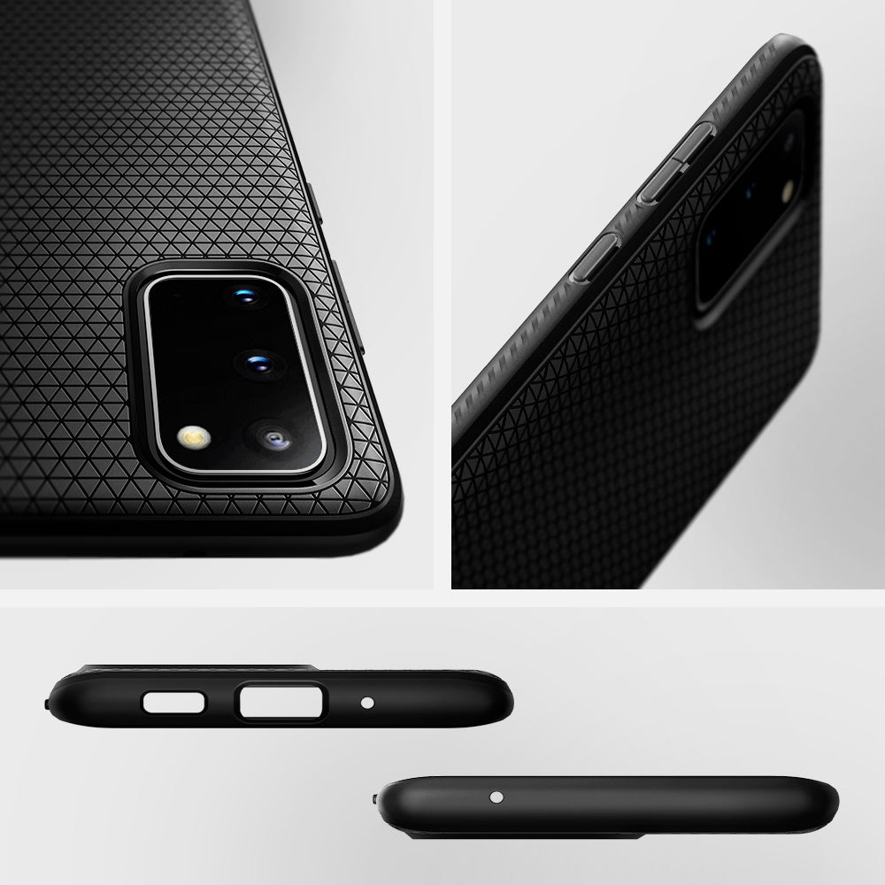 ACS00754 - Galaxy S20 Plus Liquid Air Case in black showing the different angles