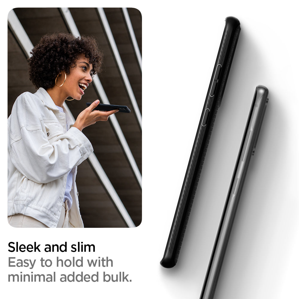 ACS00754 - Galaxy S20 Plus Liquid Air Case in black showing the sleek and slim. Easy to hold with minimal added bulk