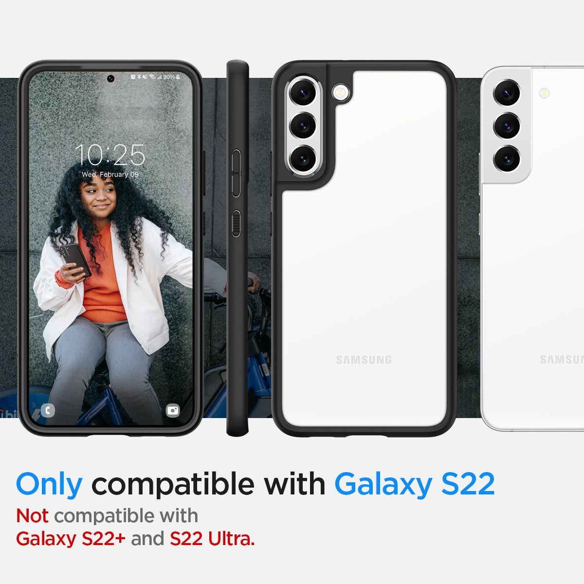 ACS03989 - Galaxy S22 5G Case Ultra Hybrid in matte black only compatible with s22. not compatible with galaxy s22 ultra and galaxy s22+.