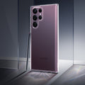 ACS03918 - Galaxy S22 Ultra 5G Case Ultra Hybrid in crystal clear showing back with the pen.