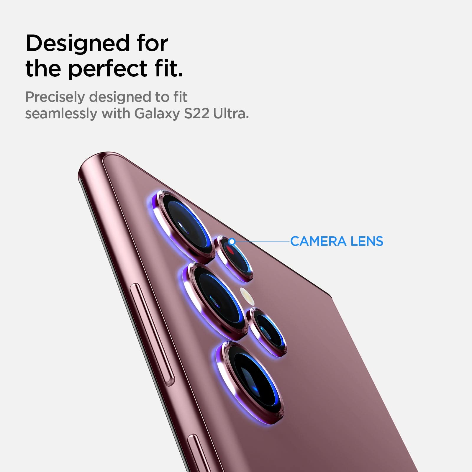 AGL04752 - Galaxy S22 Ultra EZ Fit Optik Pro Lens Protector Glass.tR in burgundy designed for the perfect fit. Precisely designed to fit seamlessly with galaxy S22 Ultra.