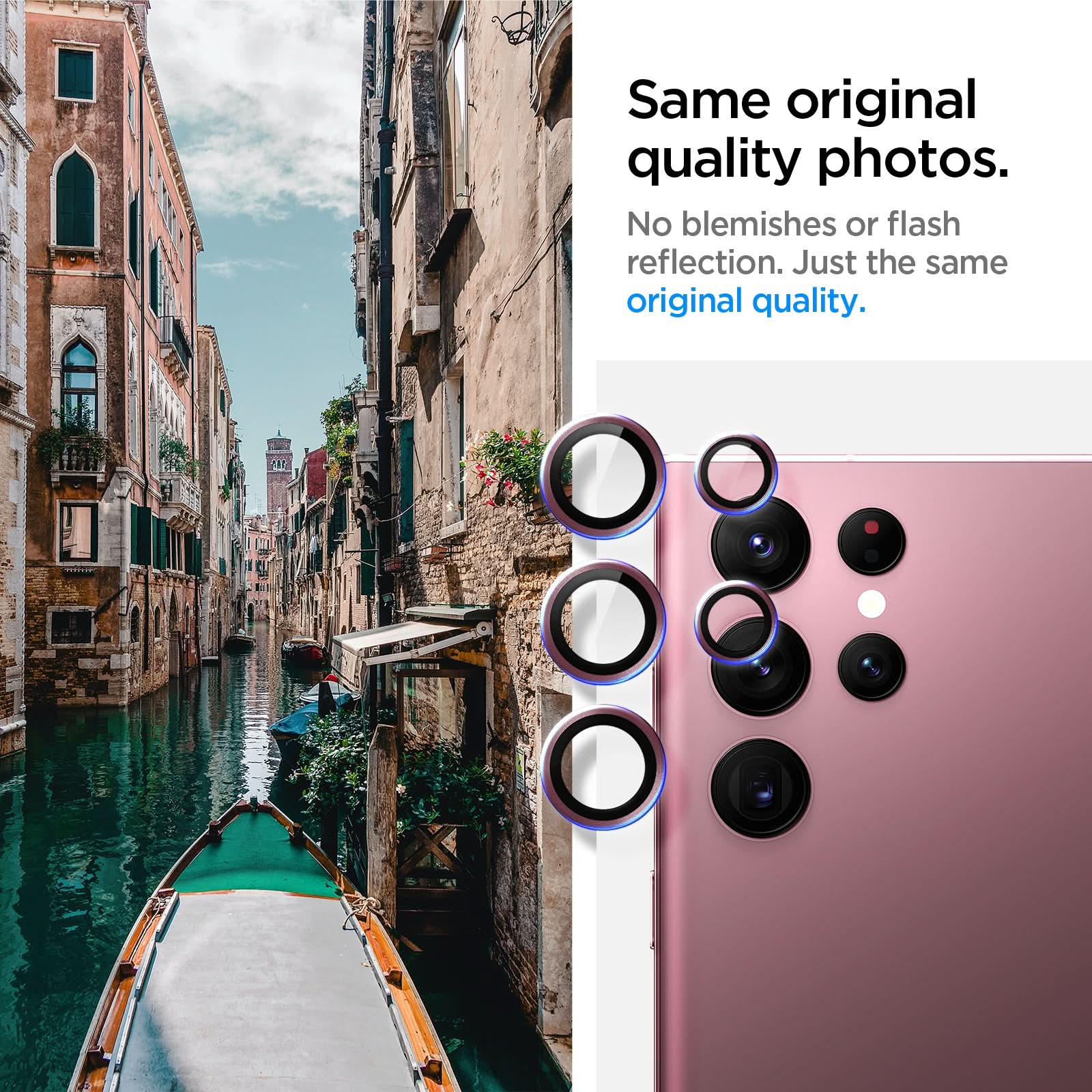 AGL04752 - Galaxy S22 Ultra EZ Fit Optik Pro Lens Protector Glass.tR in burgundy same original quality photos. No blemishes or flash reflection. Just the same original quality.