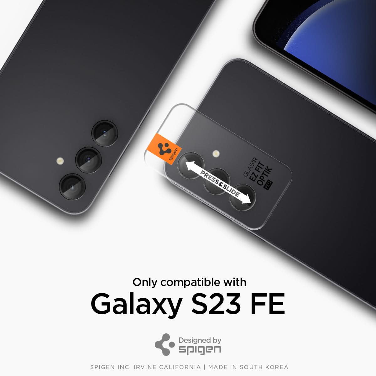 AGL06987 - Galaxy S23 FE EZ Fit Optik Pro Lens Protector in black only compatible with Galaxy S23 FE. Designed by Spigen.