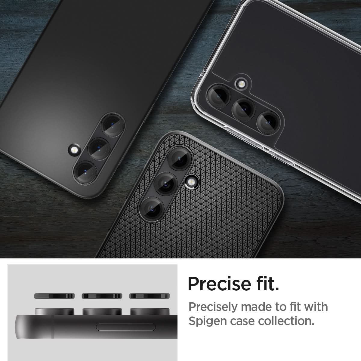 AGL06987 - Galaxy S23 FE EZ Fit Optik Pro Lens Protector in black precise fit. precisely made to fit with spigen case collection.
