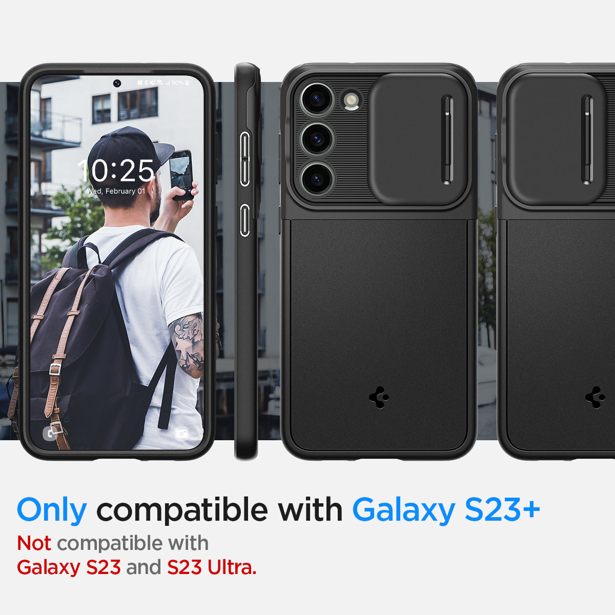 ACS05687 - Galaxy S23 Plus Case Optik Armor in black only compatible with S23 +. Not compatible with Galaxy S23 and Galaxy S23 Ultra.