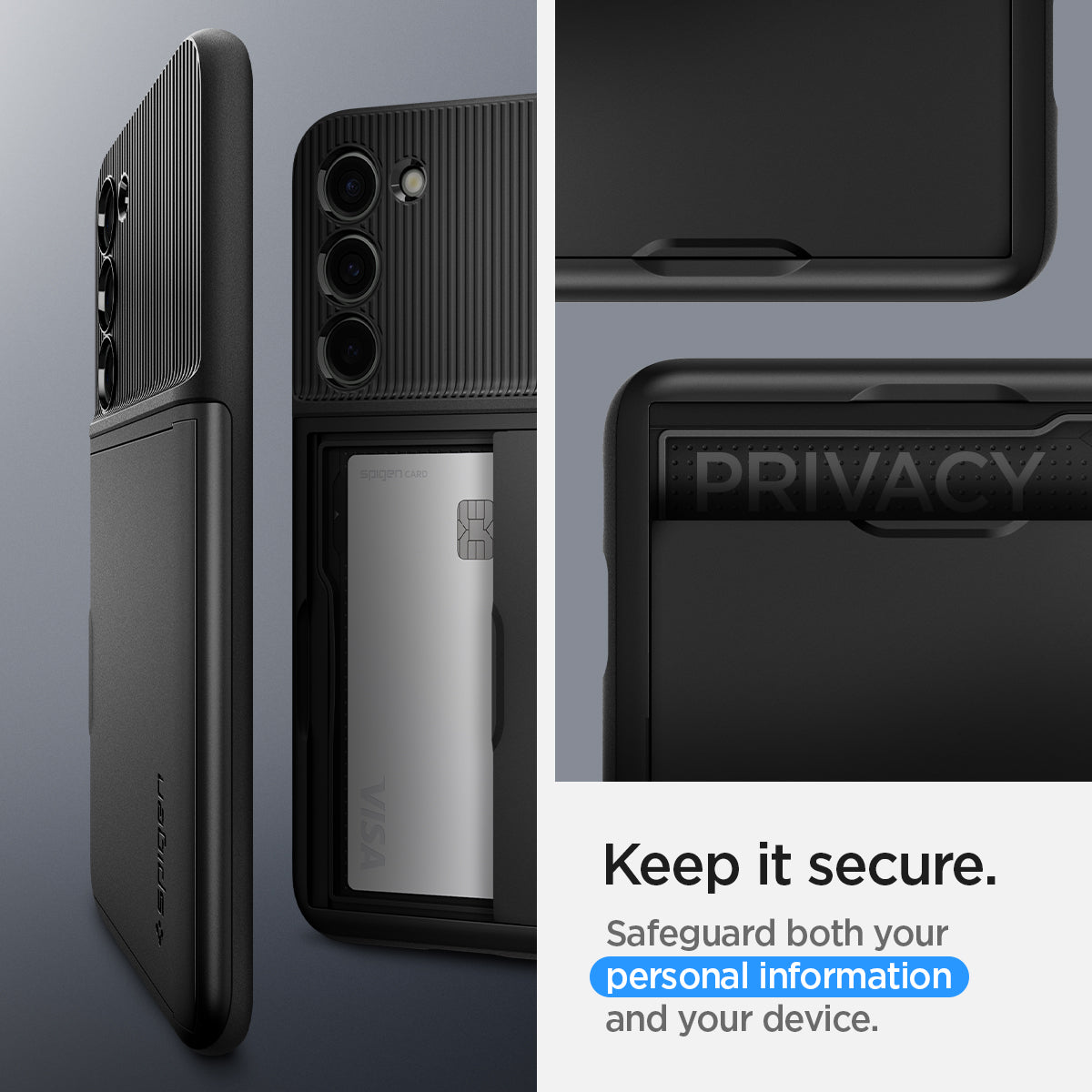 ACS05676 - Galaxy S23 Plus Case Slim Armor CS in black keep it secure. safeguard both your personal information and your device.