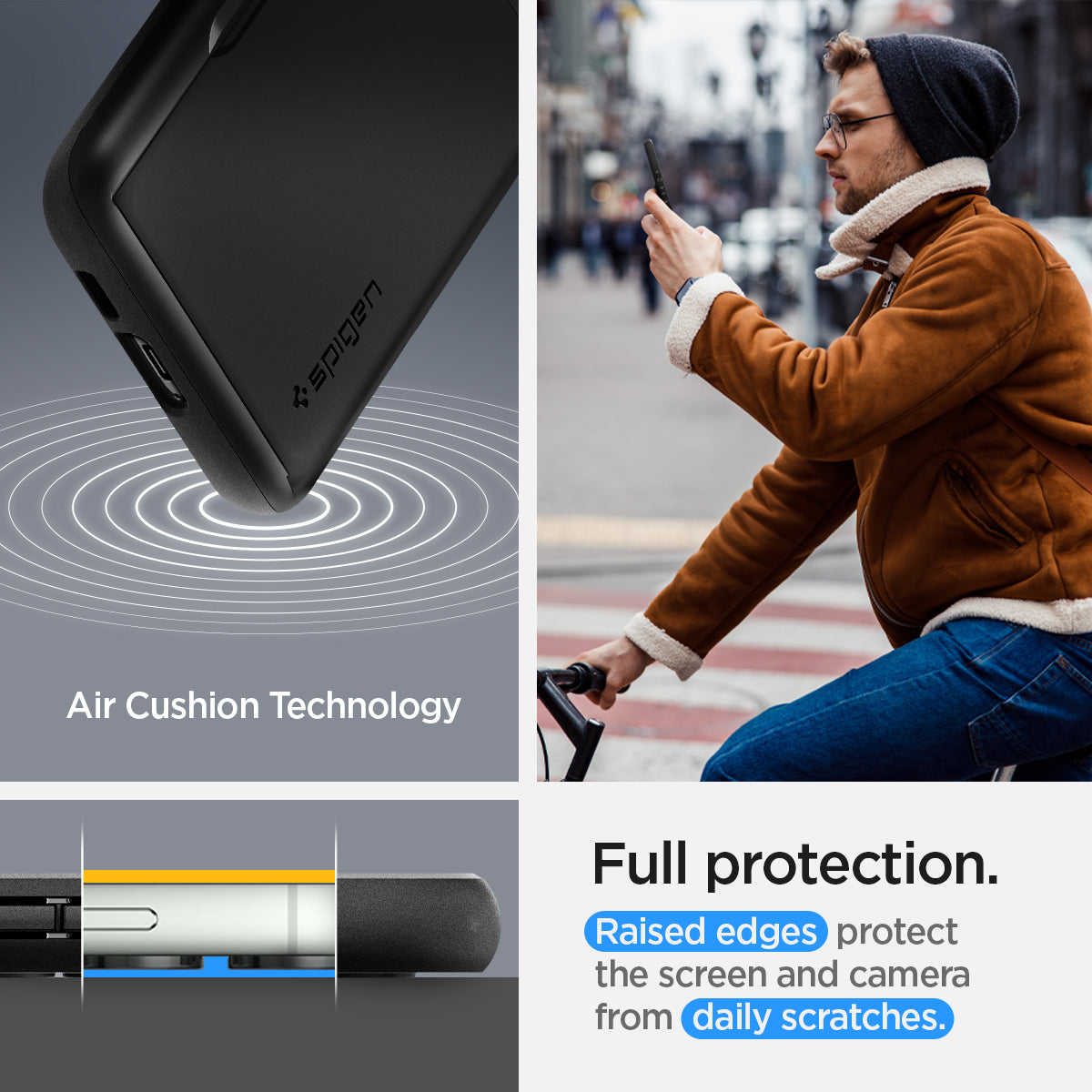 ACS05676 - Galaxy S23 Plus Case Slim Armor CS in black full protection. raised edges protect the screen and camera from daily scratches. Aircushion technology.