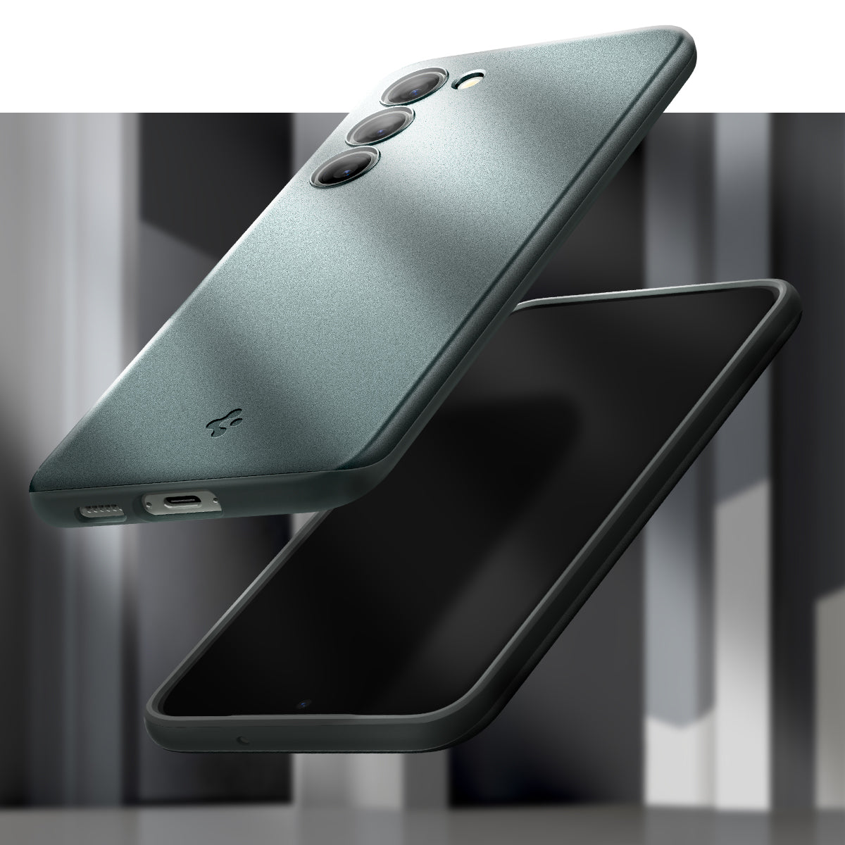 ACS06084 - Galaxy S23 Case Thin Fit in abyss green showing the back, partial front, sides and bottom