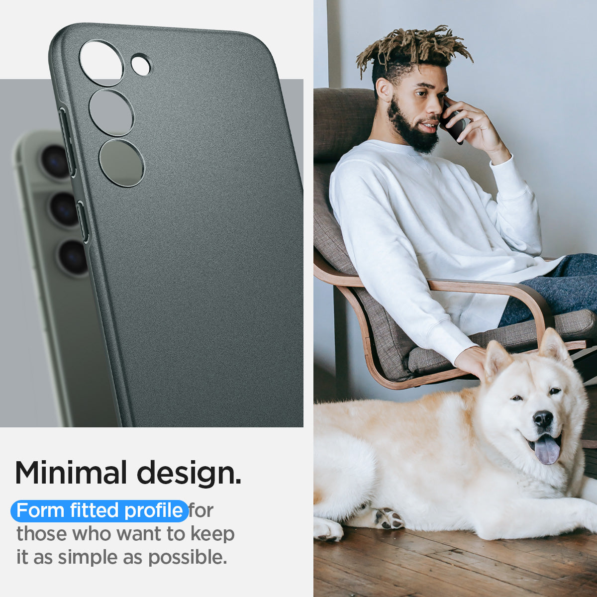 ACS06084 - Galaxy S23 Case Thin Fit in abyss green showing the minimal design. Form fitted profile for those who want to keep it as simple as possible