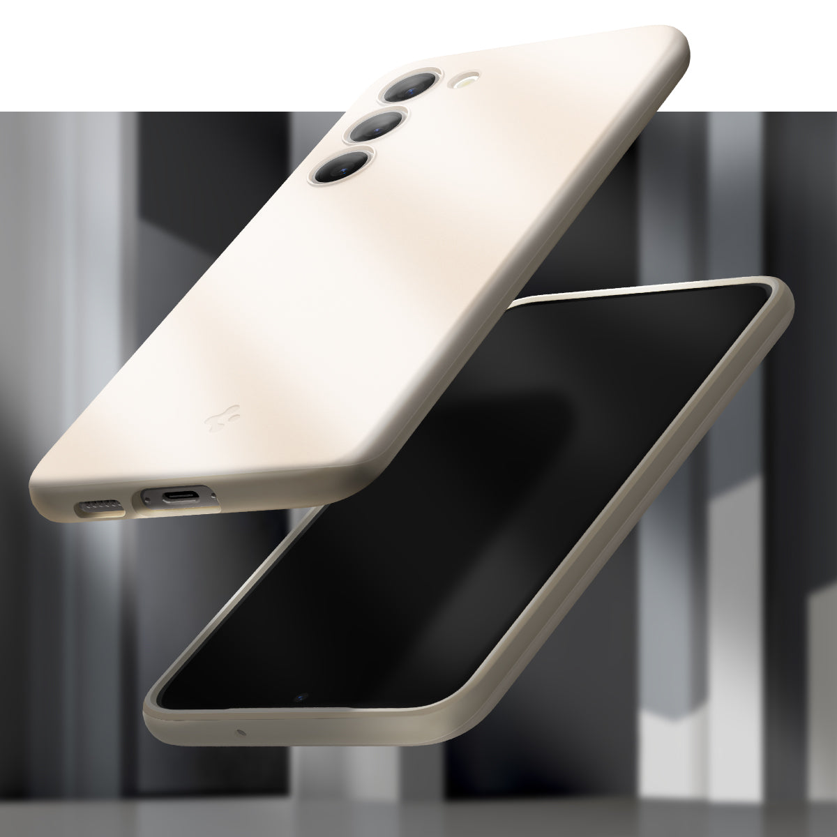 ACS06083 - Galaxy S23 Case Thin Fit in pearled ivory showing the back, partial front, sides and bottom