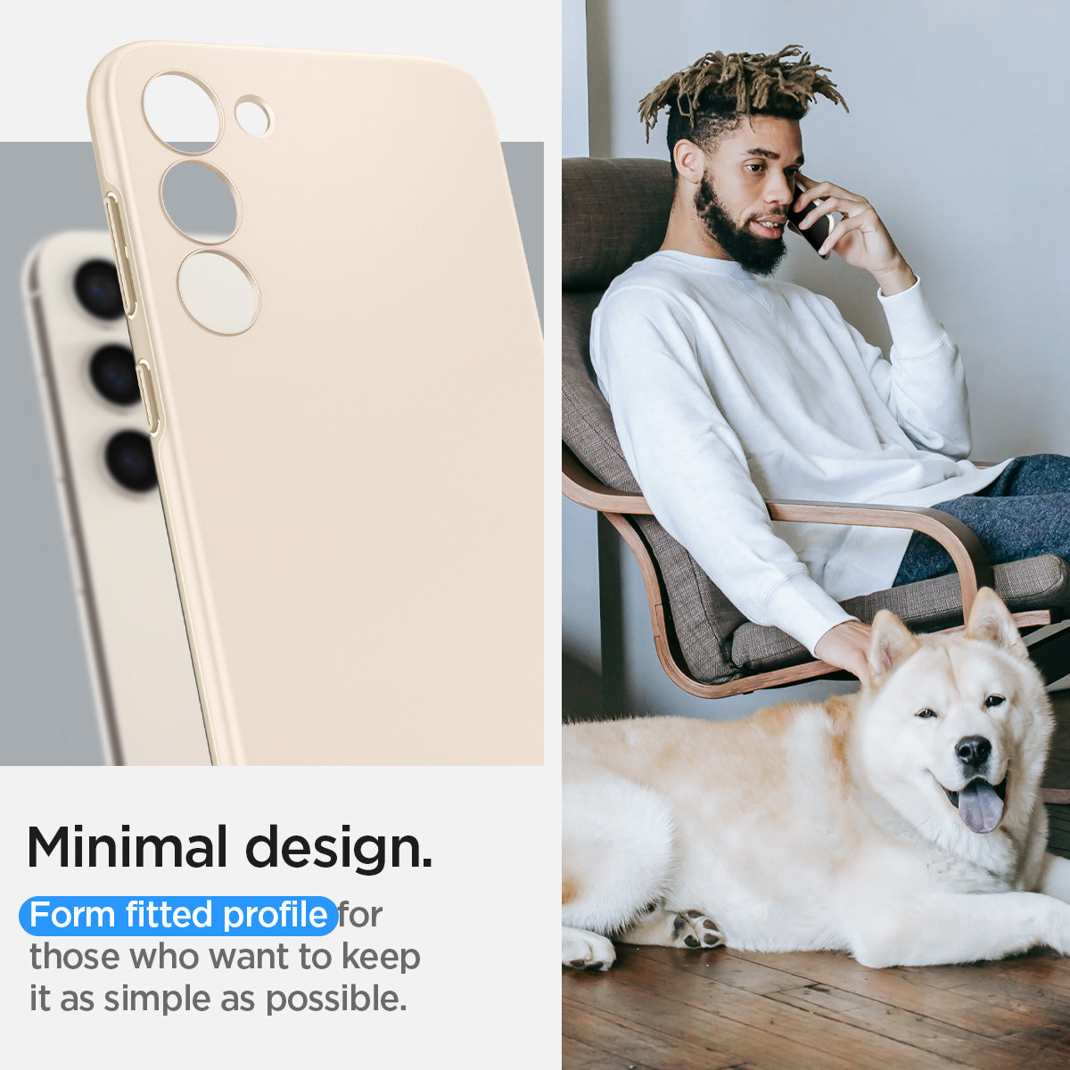ACS06083 - Galaxy S23 Case Thin Fit in pearled ivory showing the minimal design. Form fitted profile for those who want to keep it as simple as possible