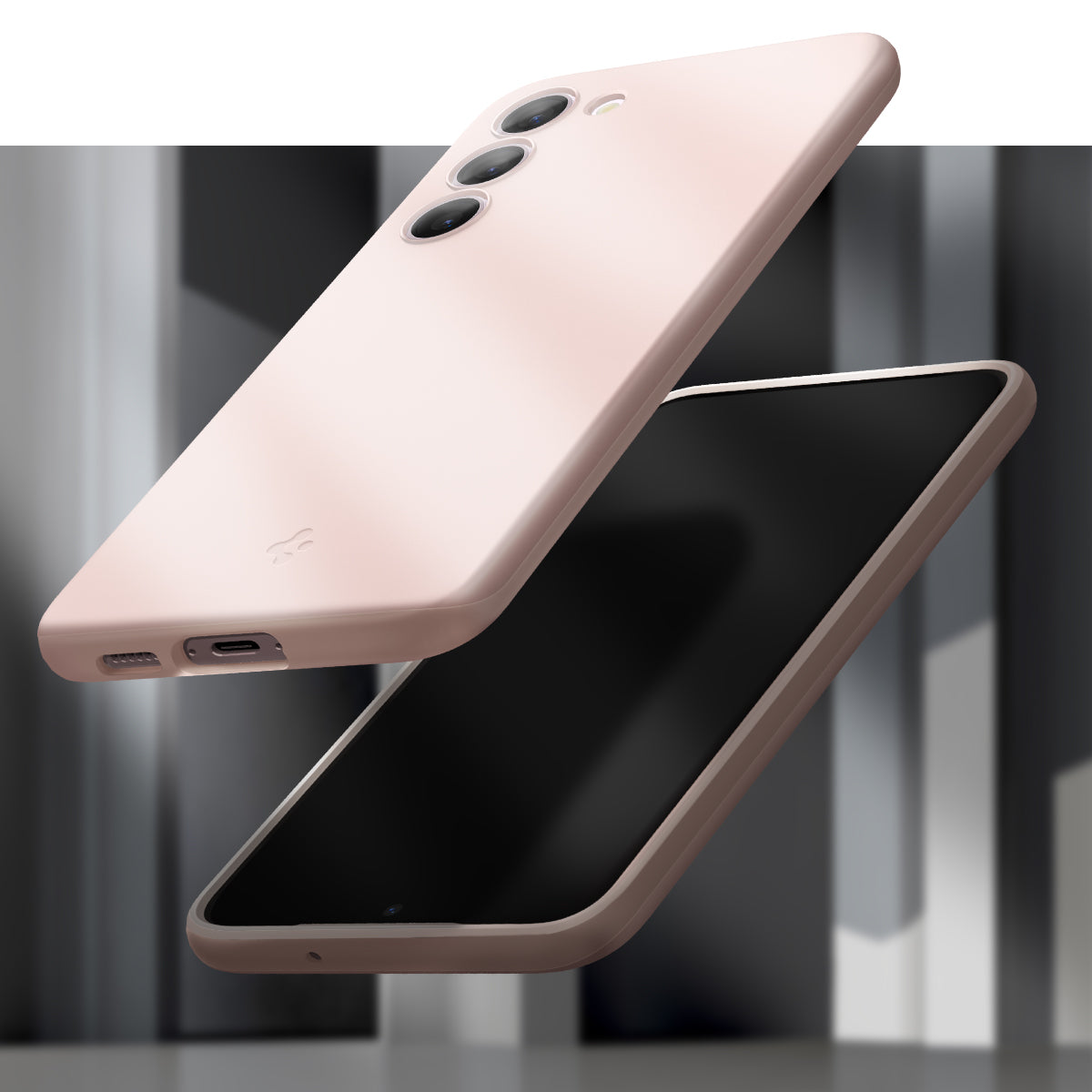 ACS06085 - Galaxy S23 Case Thin Fit in pink sand showing the back, partial front, sides and bottom