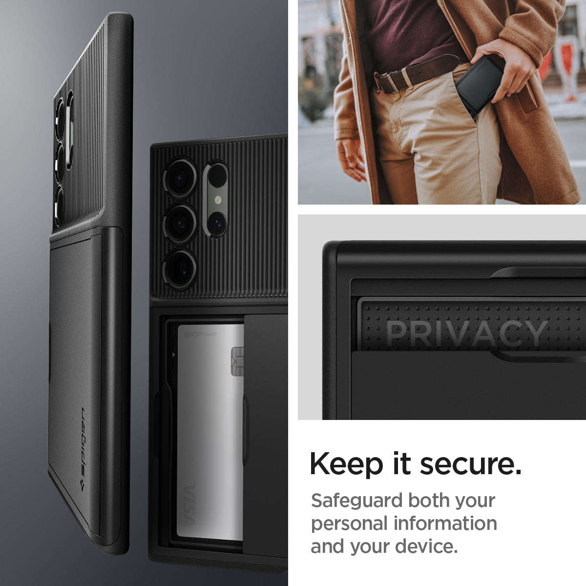 ACS05628 - Galaxy S23 Ultra Case Slim Armor CS in black keep it secure. safeguard both your personal information and your device.