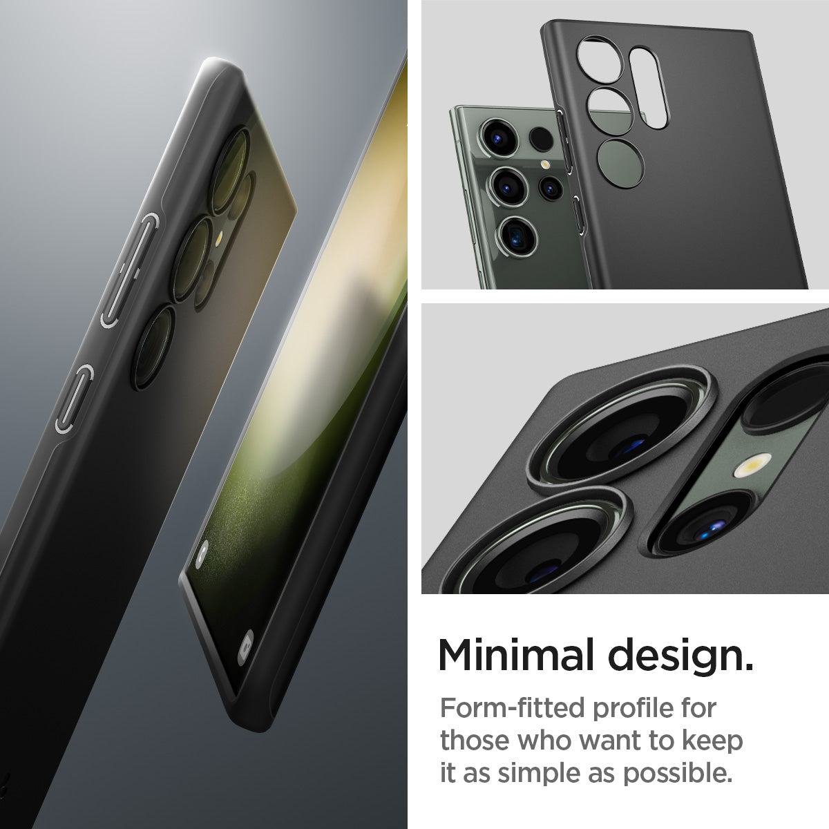 ACS05609 - Galaxy S23 Ultra Case Thin Fit in black showing the minimal design. Form-fitted profile for those who want to keep it as simple as possible