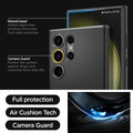 ACS05609 - Galaxy S23 Ultra Case Thin Fit in black showing the full protection, air cushion tech and camera guard. Raised bezel - added depth that protects the screen from daily scratches