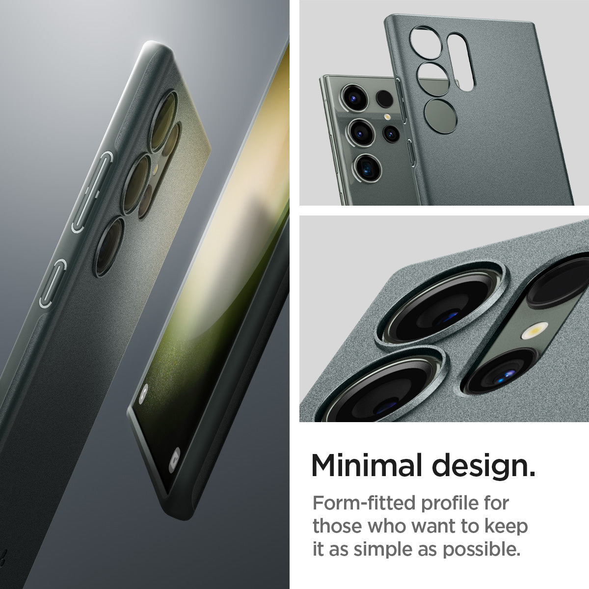 ACS06077 - Galaxy S23 Ultra Case Thin Fit in abyss green showing the minimal design. Form-fitted profile for those who want to keep it as simple as possible