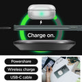 ACS06077 - Galaxy S23 Ultra Case Thin Fit in abyss green showing the powershare, wireless charge, and USB-C cable