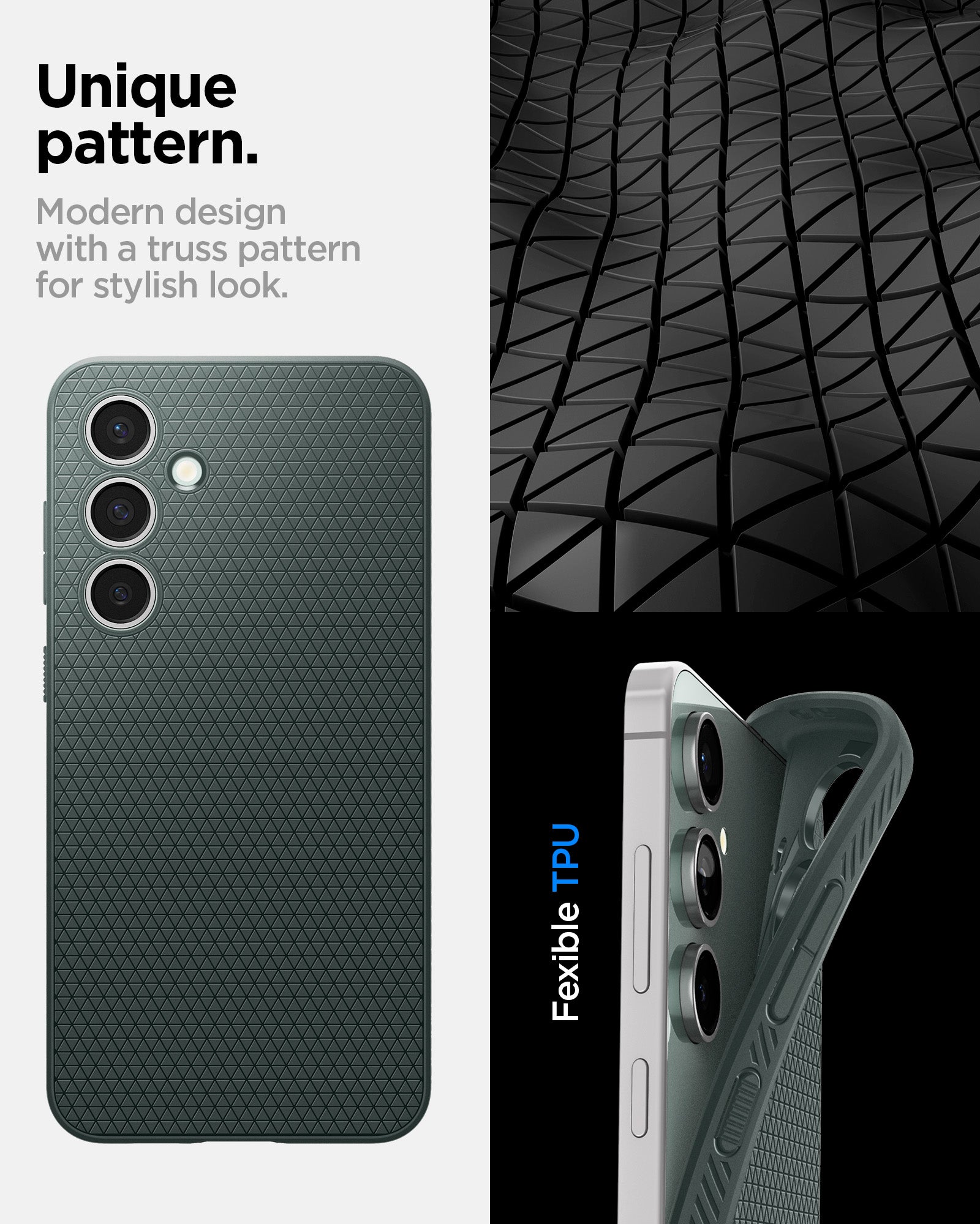 ACS08619 - Galaxy S24 FE Case Liquid Air in Abyss Green unique pattern. modern design with a truss pattern for stylish look.