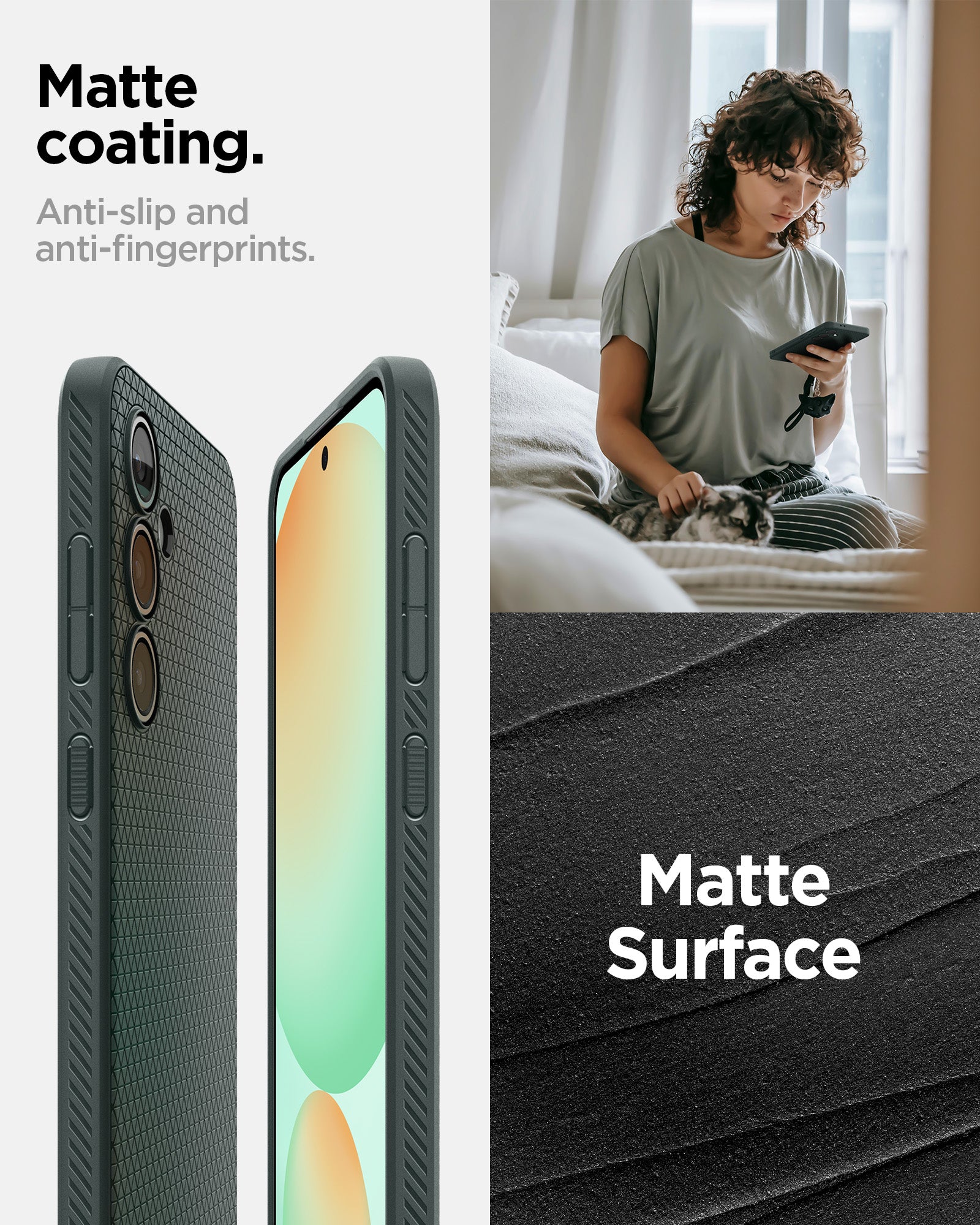 ACS08619 - Galaxy S24 FE Case Liquid Air in Abyss Green matte coating. Anti slip and anti fingerprints.