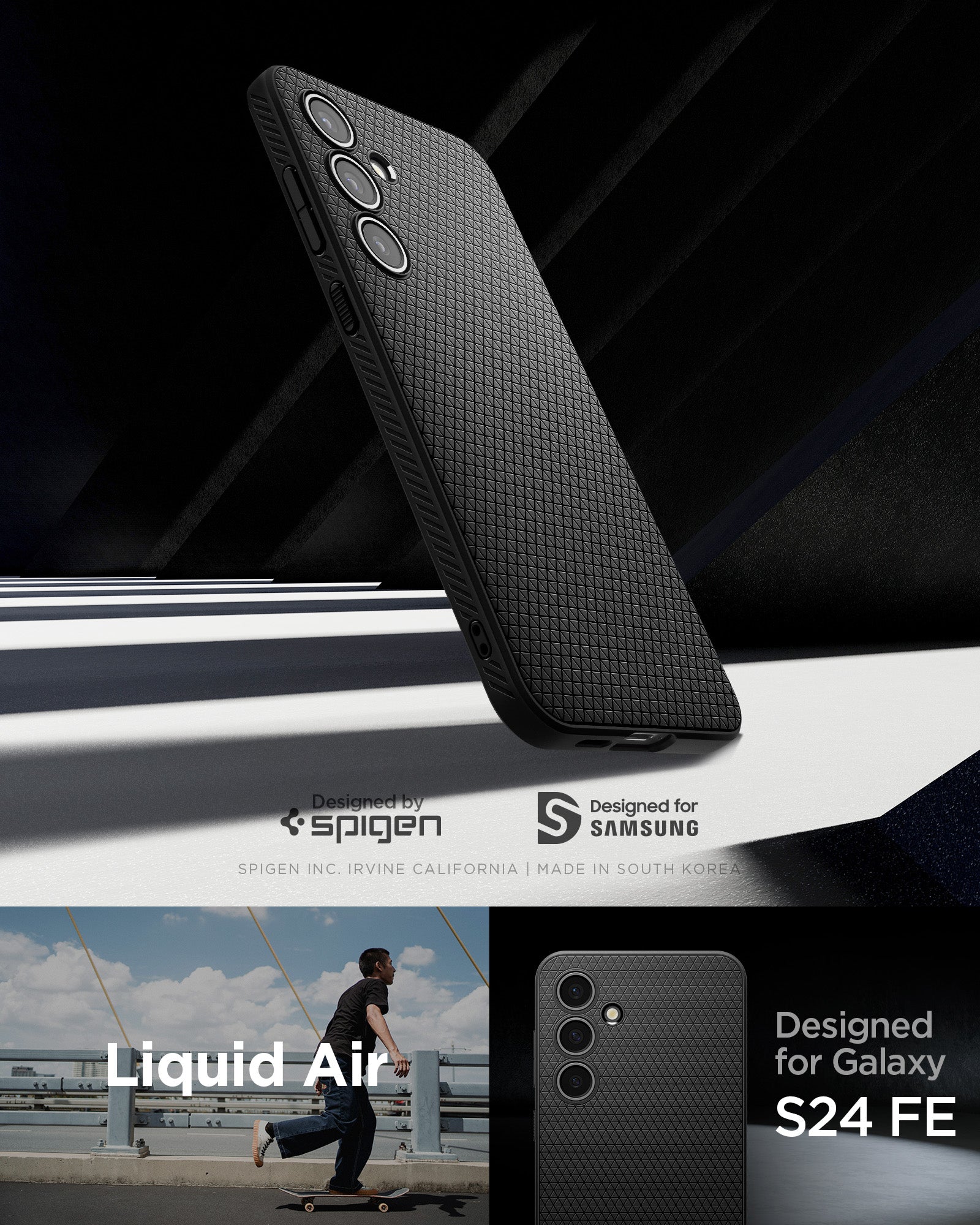 ACS08618 - Galaxy S24 FE Case Liquid Air in Matte Black designed by spigen. Designed for samsung. liquid air. Designed for galaxy S24FE.