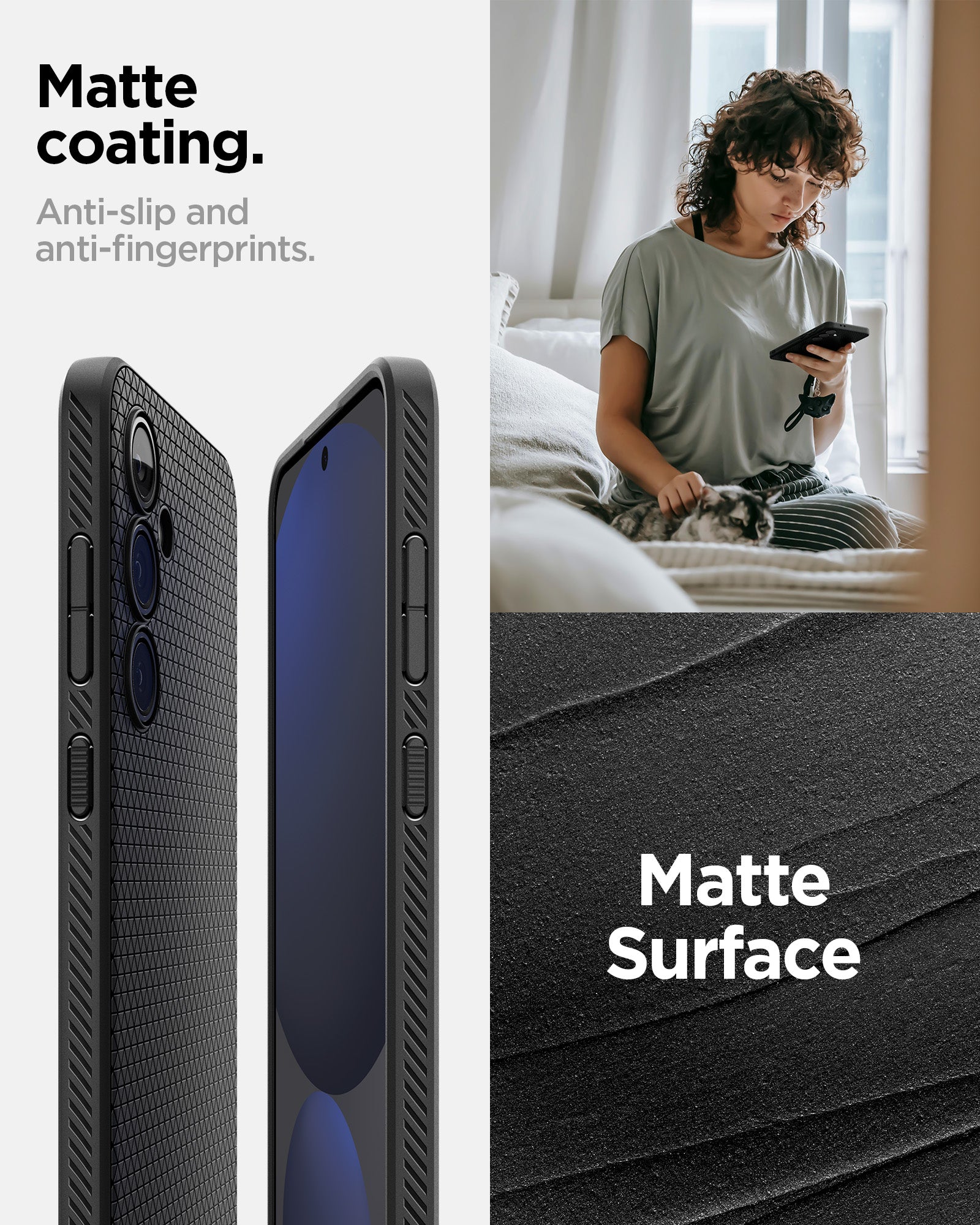 ACS08618 - Galaxy S24 FE Case Liquid Air in Matte Black matte coating. Anti slip and anti fingerprints.