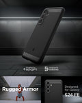 ACS08578 - Galaxy S24 FE Case Rugged Armor in Matte Black showing the back and partial side