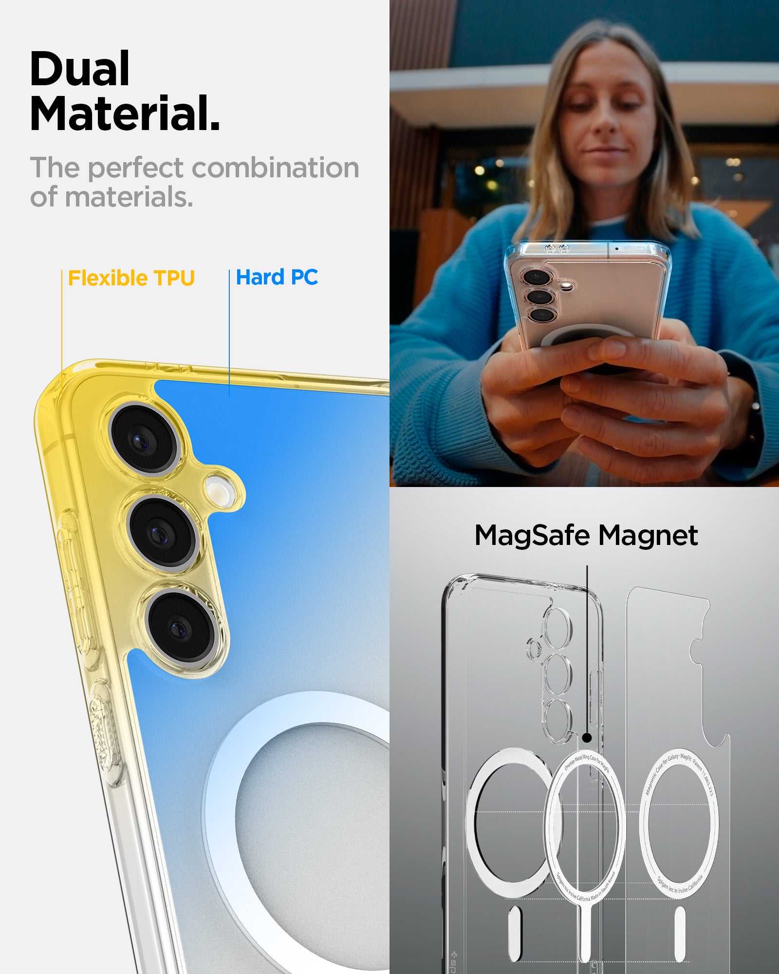 ACS08622 - Galaxy S24 FE Case Ultra Hybrid Metal Ring (MagFit) in White dual material. the perfect combination of materials.