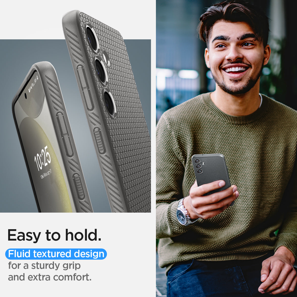 ACS07450 - Galaxy S24 Case Liquid Air in Granite Gray easy to hold. fluid textured design for a sturdy grip and extra comfort.