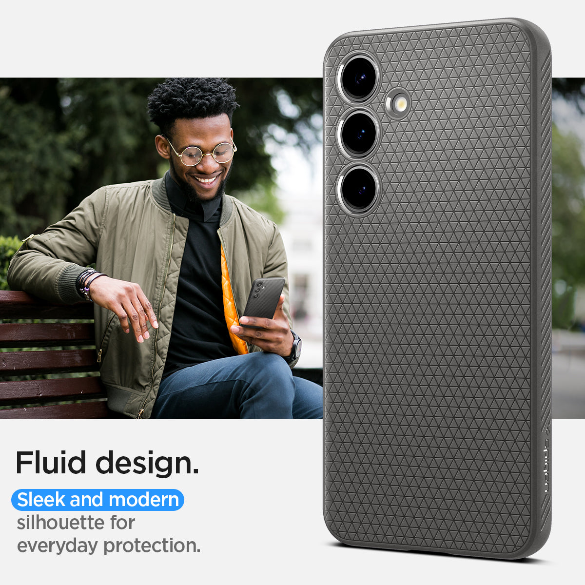 ACS07450 - Galaxy S24 Case Liquid Air in Granite Gray fluid design. sleek and modern silhouette for everyday protection.