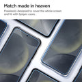 AGL07430 - Galaxy S24 Plus GLAS.tR EZ Fit in Transparency showing the match made in heaven. Flawlessly designed to cover the whole screen and fit with Spigen cases