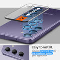 AGL07435 - Galaxy S24 Plus Optik Pro EZ Fit Lens Protector in Violet showing the easy to install. Includes alignment tray for quick and easy guided glass application
