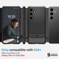 ACS07326 - Galaxy S24 Plus Case Rugged Armor in Matte Black showing the compatibility only with S24+. Not compatible with Galaxy S24 and S24 Ultra