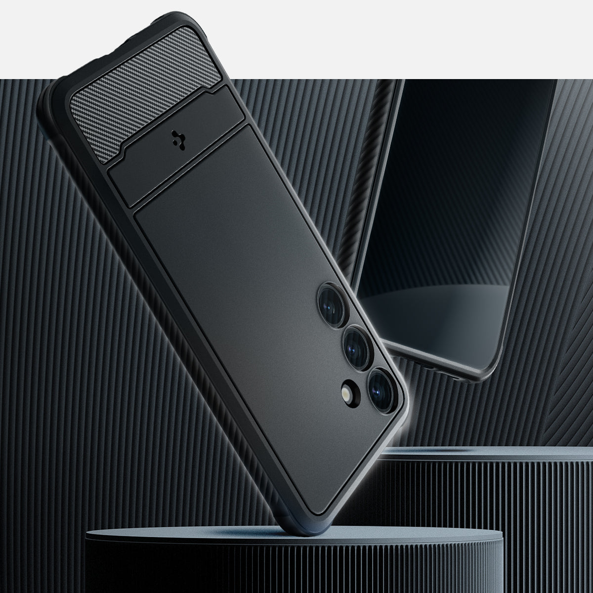 ACS07326 - Galaxy S24 Plus Case Rugged Armor in Matte Black showing the back and partial side
