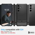 ACS07346 - Galaxy S24 Case Rugged Armor in Matte Black showing the compatibility only with S24. Not compatible with Galaxy S24+ and S24 Ultra