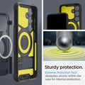 ACS07202 - Galaxy S24  Case Slim Armor (MagFit) in Metal Slate showing the sturdy protection. Extreme Protection Tech. dissipates shock within the case for internal protection
