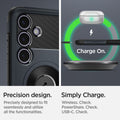 ACS07202 - Galaxy S24  Case Slim Armor (MagFit) in Metal Slate showing the precision design. Precisely designed to fit seamlessly and utilize all the functionalities. Simply charge. Wireless, PowerShare and USB-C all check