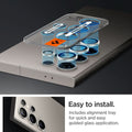 AGL07426 - Galaxy S24 Ultra Optik Pro EZ Fit Lens Protector in Gray showing the easy to install. Includes alignment tray for quick and easy guided glass application