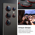 AGL07585 - Galaxy S24 Ultra Optik Pro EZ Fit Lens Protector in L-Series showing the unique design. Stylize your camera lens while keeping your Galaxy's original picture quality