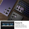 AGL07427 - Galaxy S24 Ultra Optik Pro EZ Fit Lens Protector in Violet showing the precise fit. Compatible with the Spigen case collection for Smasung Galaxy S24 Ultra