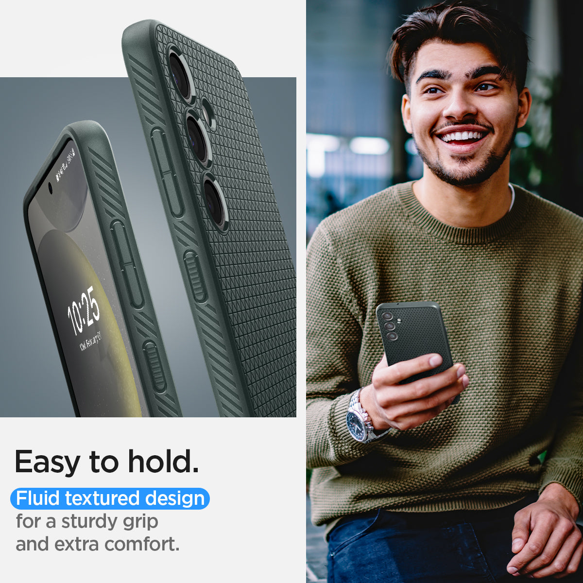 ACS07328 - Galaxy S24 Plus Case Liquid Air in Abyss Green easy to hold. fluid textured design for a sturdy grip and extra comfort.