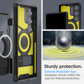 ACS07189 - Galaxy S24 Ultra Case Slim Armor (MagFit) in Black showing the sturdy protection. Extreme Protection Tech. dissipates shock within the case for internal protection