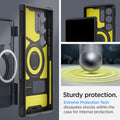 ACS07188 - Galaxy S24 Ultra Case Slim Armor (MagFit) in Metal Slate showing the sturdy protection. Extreme Protection Tech. dissipates shock within the case for internal protection