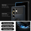 ACS07188 - Galaxy S24 Ultra Case Slim Armor (MagFit) in Metal Slate showing the full protection, air cushion tech and camera guard. Raised bezel-added depth that protects the screen from daily scratches