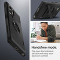 ACS07189 - Galaxy S24 Ultra Case Slim Armor (MagFit) in Black showing the handsfree mode. Flip open the kickstand, sit back and enjoy your device in comfort
