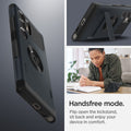 ACS07188 - Galaxy S24 Ultra Case Slim Armor (MagFit) in Metal Slate showing the handsfree mode. Flip open the kickstand, sit back and enjoy your device in comfort