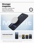 ACS09061 - Galaxy S25 Plus Case Parallax (MagFit) in Navy Violet showing the stronger magnets for easy, securer, and snappy connectivity. Dedicated Magfit made for galaxy S25 series. *Magnetic accessories other than the dedicated Magfit may interfere with the camera lens depending on their size