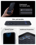 ACS09061 - Galaxy S25 Plus Case Parallax (MagFit) in Navy Violet showing how it is engineered for a better grip. Slim, yet durable. Sound Tunnel and Additional Protection