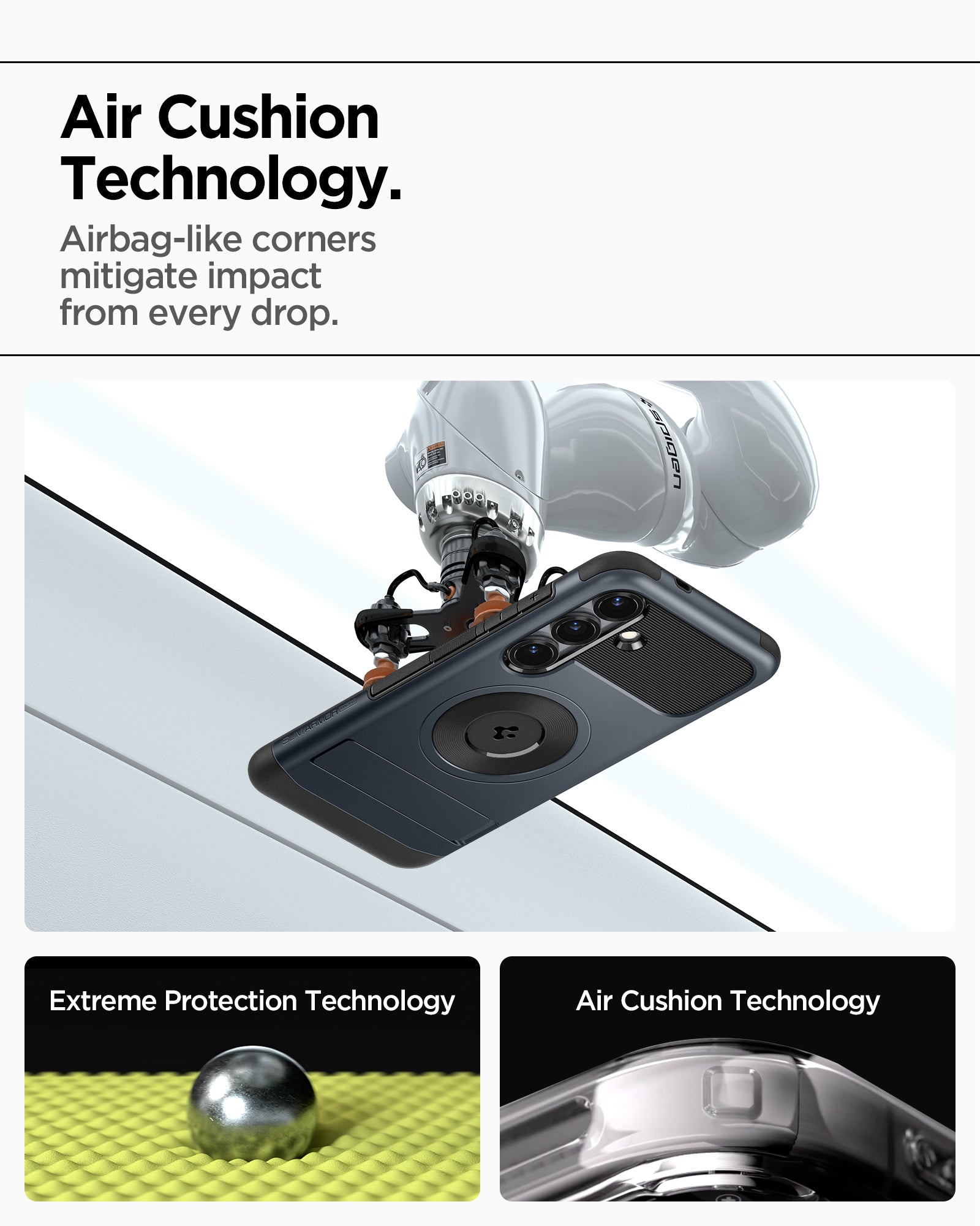 ACS08914 - Galaxy S25 Plus Case Slim Armor (MagFit) in Metal Slate built in kick stand. Enjoy hands free usage for more productivity everyday. Slim, yet durable. Additional protection. Precise design. Tactile buttons.